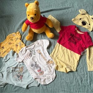Disney Baby Onesies and Winnie the Pooh stuffed animal